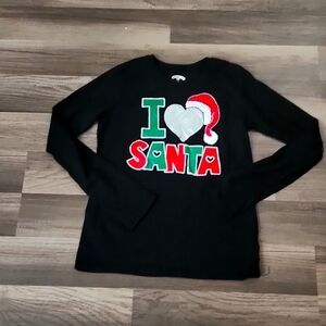 I Love Santa❤️ Black Longsleeve Shirt Size 10-12